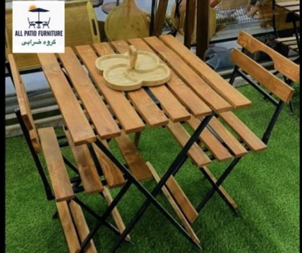 میز صندلی تاشو و کم جا با چوب روس
